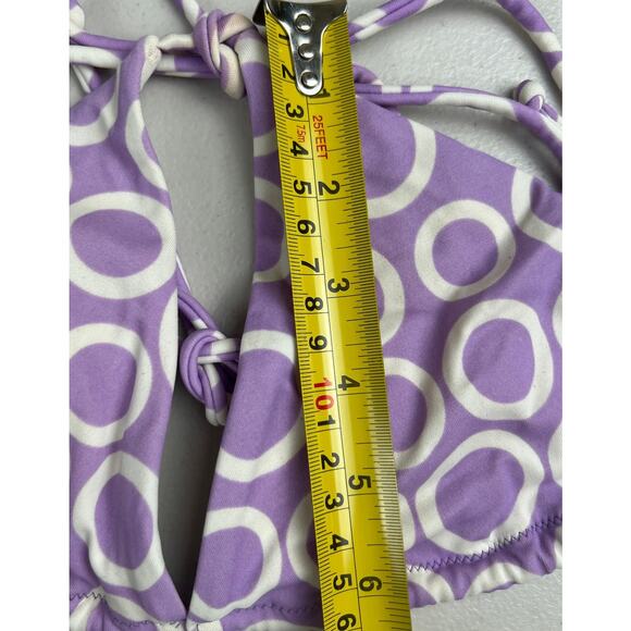 Victoria's Secret String Bikini Top Lavender White Circles Medium - Picture 4 of 5